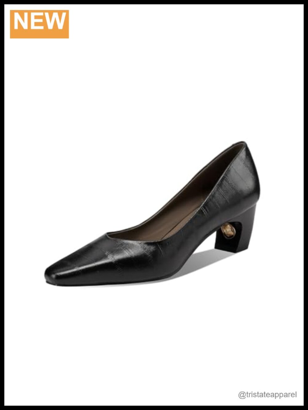 Genuine Leather Handmade Chunky Heel Pointed Toe Dress Pumps